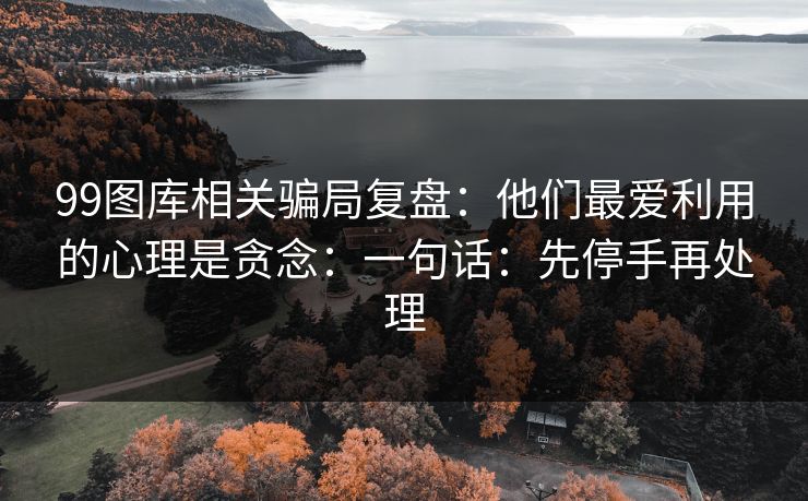 99图库相关骗局复盘：他们最爱利用的心理是贪念：一句话：先停手再处理